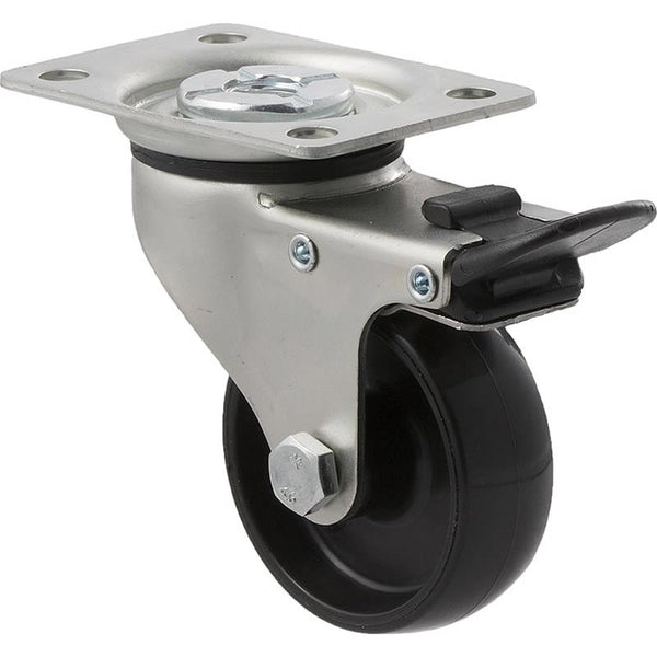 KNN65/KZPTB <span>50 Kg Swivel Plate Total Brake 65mm Black Nylon</span>