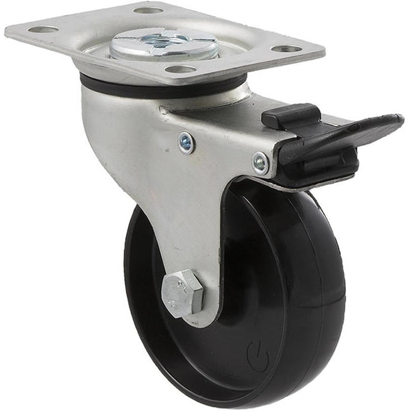 KNN75/KZPTB <span>65 Kg Swivel Plate Total Brake 75mm Black Nylon</span>