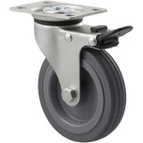 KSA100/KZPTB - 50 Kg Swivel Plate Total Brake 100mm Grey Rubber
