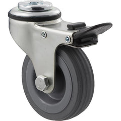 KSA75/KZHTB - 50 kg Bolt-Hole Total Brake 75mm Grey Rubber