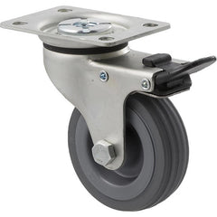 KSA75/KZPTB - 50 kg Swivel Plate Total Brake 75mm Grey Rubber