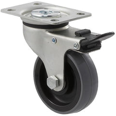 KUQ75/KZPTB - 100 kg Swivel Plate Total Brake 75mm Polyurethane