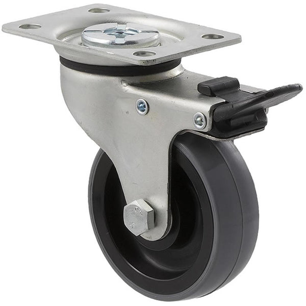 KUQ75/KZPTB <span>100 Kg Swivel Plate Total Brake 75mm Polyurethane</span>