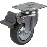 KZGRQ75STB - 70 Kg Swivel Plate Total Brake Grey Rubber 75mm TPE