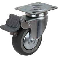KZGRQ75STB - 70 kg Swivel Plate Total Brake Grey Rubber 75mm TPE