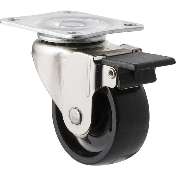 LNN50/LKPBR <span>30 Kg Nickel Swivel Plate Brake 50mm Black Nylon</span>