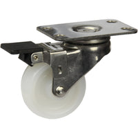 LSSWNA50SWB - 40 kg Swivel Plate Brake White 50mm Stainless Steel Nylon