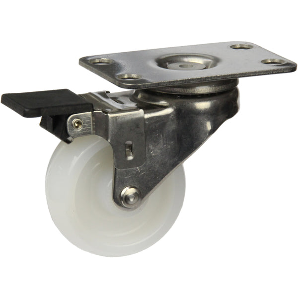 LSSWNA50SWB <span>40 Kg Swivel Plate Brake White 50mm Stainless Steel Nylon</span>