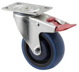 MBQ100G/MZPTB - 140 Kg Swivel Plate Total Brake 100mm Blue Rubber