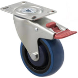 MBQ100G/MZPTB - 140 Kg Swivel Plate Total Brake 100mm Blue Rubber