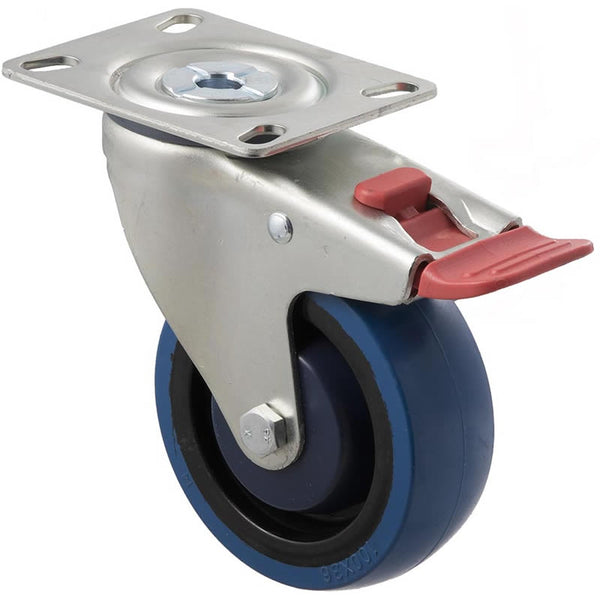 MBQ100G/MZPTB <span>140 Kg Swivel Plate Total Brake 100mm Blue Rubber</span>