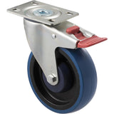 MBQ125G/MZPTB - 150 Kg Swivel Plate Total Brake 125mm Blue Rubber