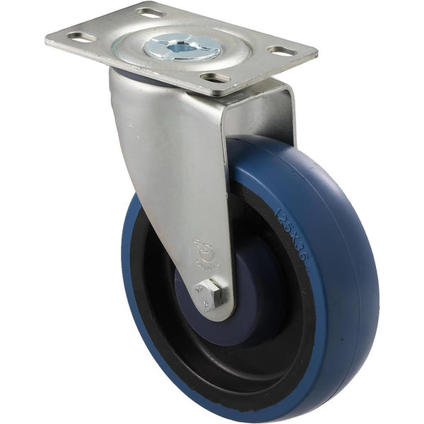 MBQ125G/MZP <span>150 Kg Swivel Plate 125mm Blue Rubber</span>