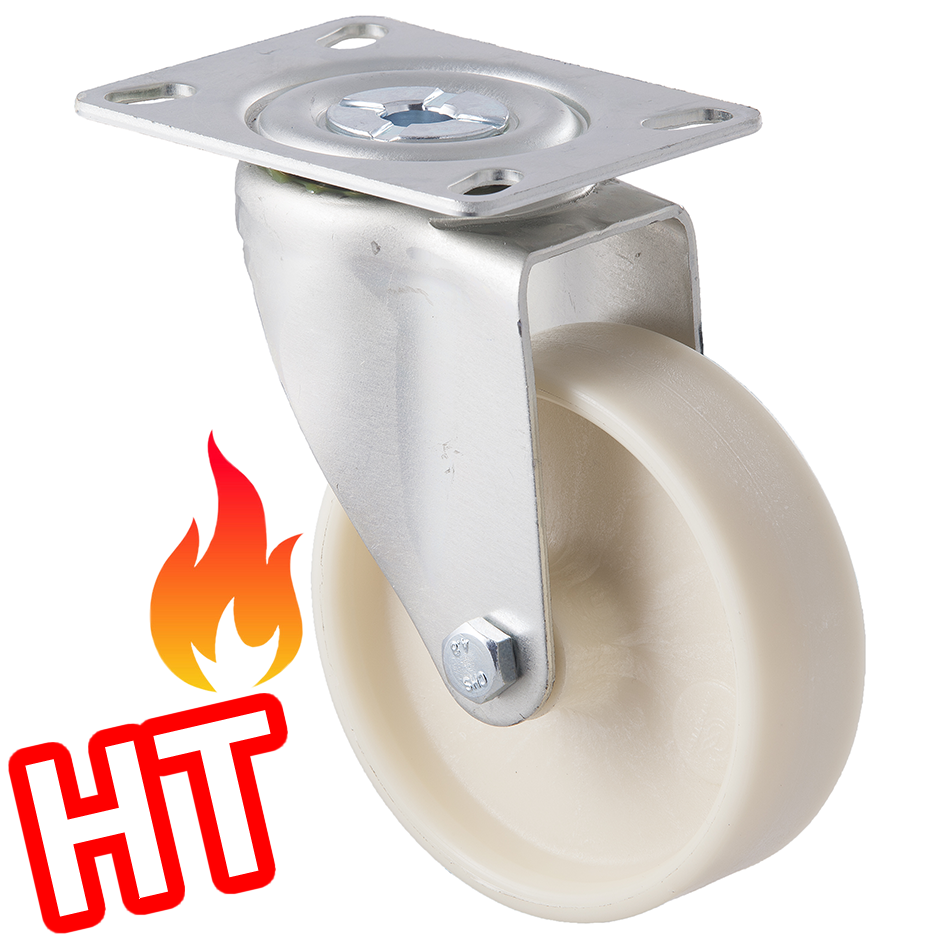 MHH100/MZPHT - 80 Kg HIGH TEMP Swivel Plate 100mm Glass Filled Nylon