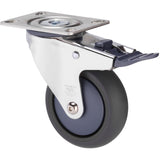 MJQ100GBN - MJQ100G/MCPTBBN 85 Kg Chrome Plated Swivel Plate Total Brake 100mm Grey TPE w/ Bluestone Colourway