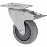 MJQ100GGH - MJQ100G/MPPTBGH 85 Kg Swivel Plate Total Brake 100mm Grey TPE w/ Graphite Thread Guard