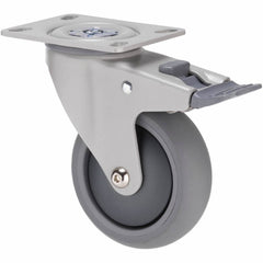 MJQ100GGH - MJQ100G/MPPTBGH 85 kg Swivel Plate Total Brake 100mm Grey TPE w/ Graphite Thread Guard