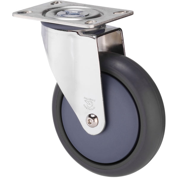 MJQ125GBN - MJQ125G/MCPBN <span>85 Kg Chrome Plated Swivel Plate 125mm Grey TPE w/ Bluestone Colourway</span>