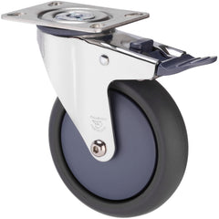 MJQ125GBN - MJQ125G/MCPTBBN 85 kg Chrome Plated Swivel Plate Total Brake 125mm Grey TPE w/ Bluestone Colourway