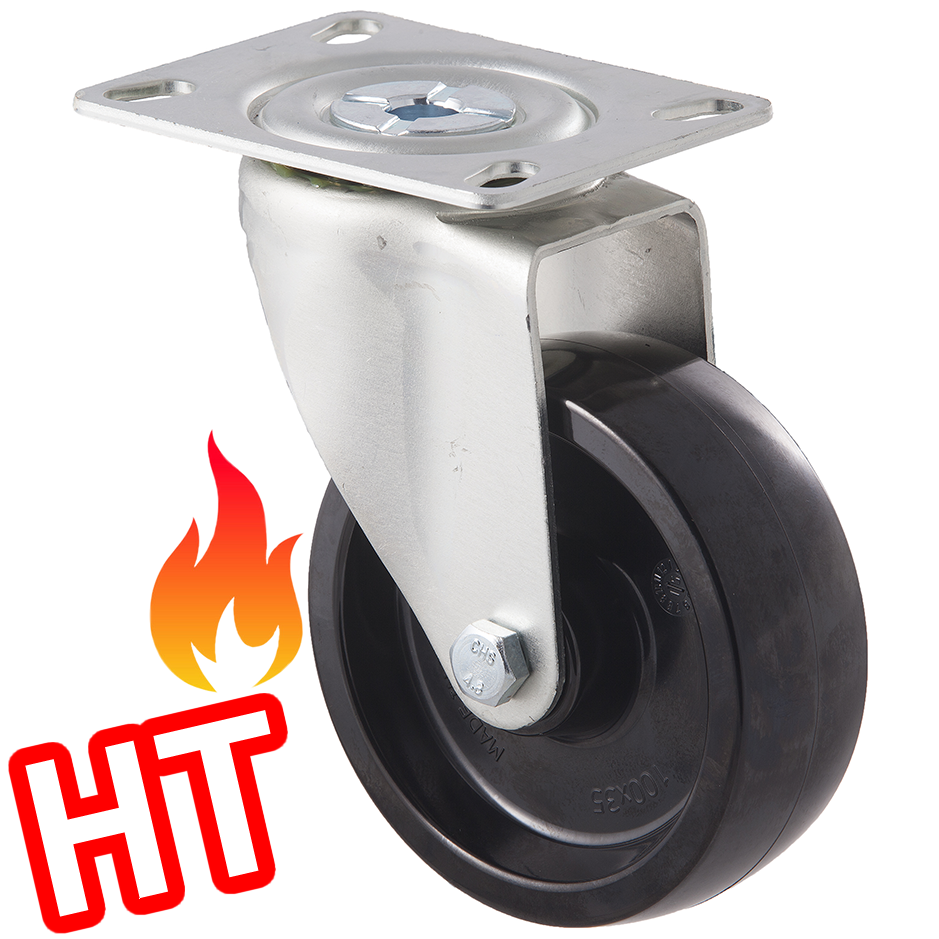 MKT100/MZPHT - 125 Kg HIGH TEMP Swivel Plate 100mm Phenolic Resin