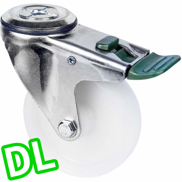 MNN100W/MZHDL <span>150 Kg Bolt-Hole <strong>Direction Lock Only</strong> 100mm White Nylon</span>