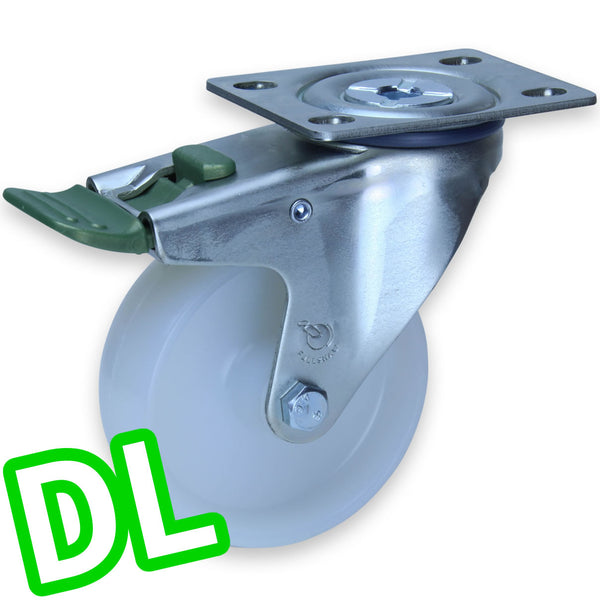 MNN100W/MZPDL <span>150 Kg Swivel Plate <strong>Direction Lock Only</strong> 100mm White Nylon</span>