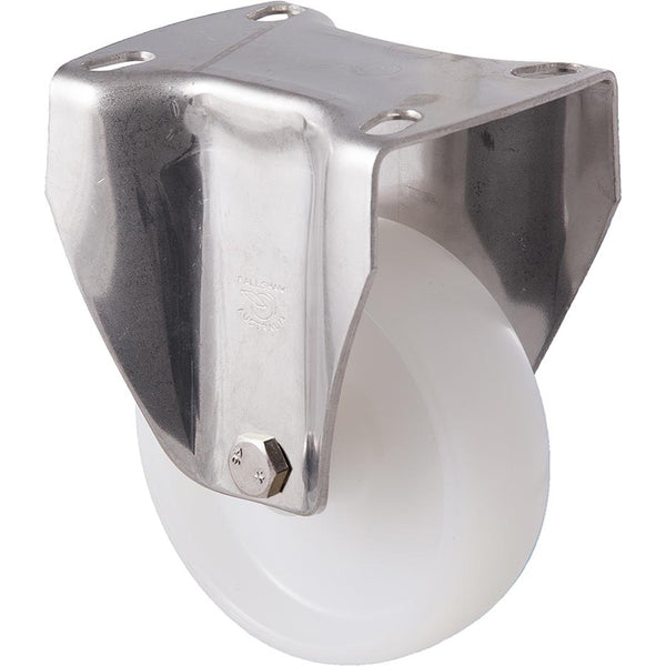 MNN100WS/MSF <span>150 Kg Stainless Steel Fixed Plate 100mm White Nylon</span>