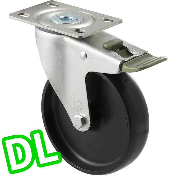 MNN125/MZPDL <span>150 Kg Swivel Plate <strong>Direction Lock Only</strong> 125mm Black Nylon</span>