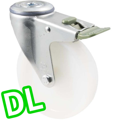MNN125W/MZHDL <span>150 Kg Bolt-Hole <strong>Direction Lock Only</strong> 125mm White Nylon</span>