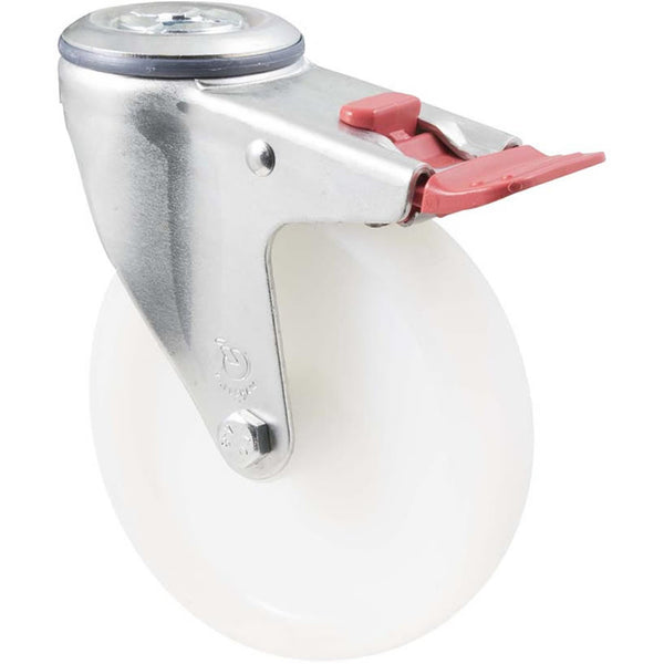 MNN125W/MZHTB <span>150 Kg Bolt-Hole Total Brake 125mm White Nylon</span>