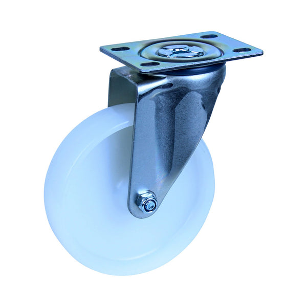 MNN125W/MZP <span>150 Kg Swivel Plate 125mm White Nylon</span>