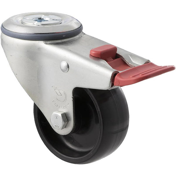 MNN75/MZHTB <span>150 Kg Bolt-Hole Total Brake 75mm Black Nylon</span>