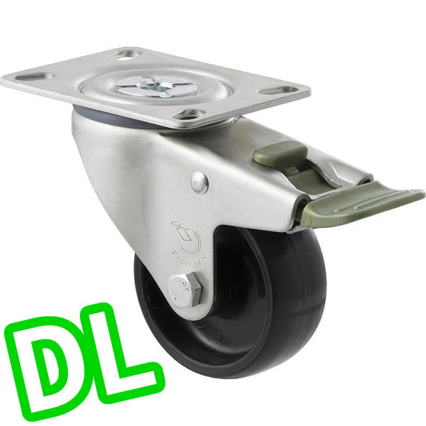 MNN75/MZPDL <span>150 Kg Swivel Plate <strong>Direction Lock Only</strong> 75mm Black Nylon</span>