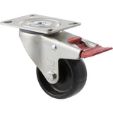 MNN75/MZPTB - 150 Kg Swivel Plate Total Brake 75mm Black Nylon