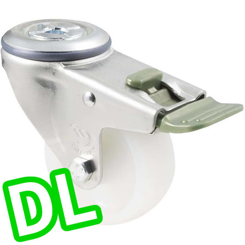 MNN75W/MZHDL <span>150 Kg Bolt-Hole <strong>Direction Lock Only</strong> 75mm White Nylon</span>