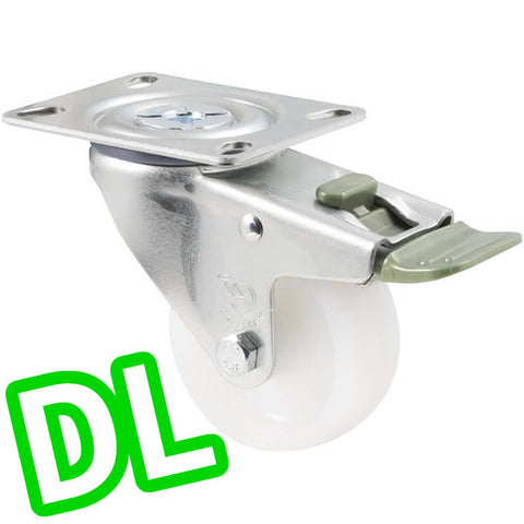 MNN75W/MZPDL <span>150 Kg Swivel Plate <strong>Direction Lock Only</strong> 75mm White Nylon</span>