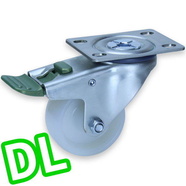 MNN75W/MZPDL <span>150 Kg Swivel Plate <strong>Direction Lock Only</strong> 75mm White Nylon</span>