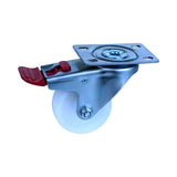 MNN75W/MZPTB - 150 Kg Swivel Plate Total Brake 75mm White Nylon