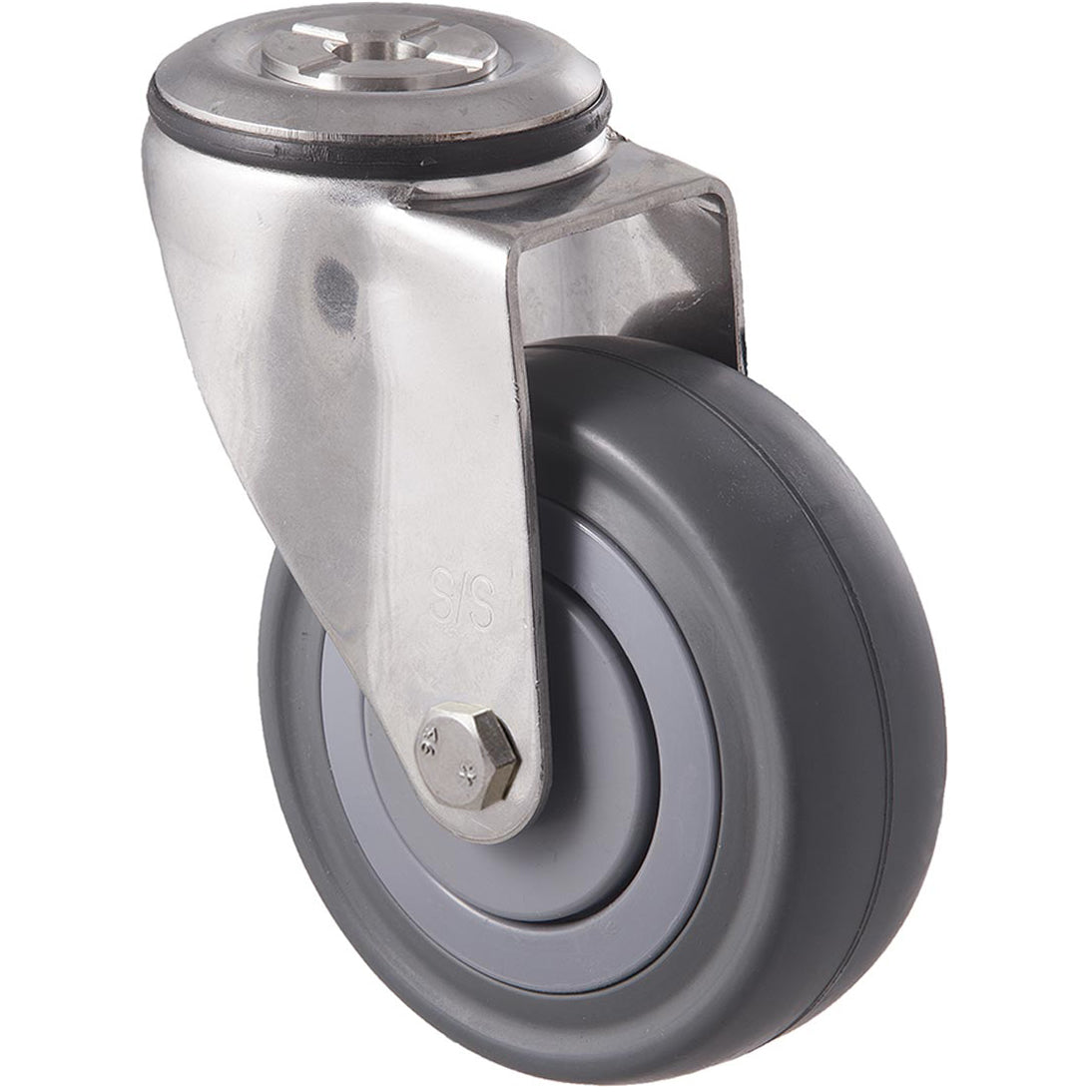MSA100G/MSH 140 Kg Stainless Steel Bolt-Hole 100mm Grey Rubber