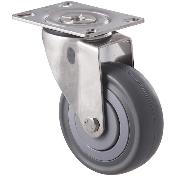 MSC100G/MSP <span>140 Kg Stainless Steel Swivel Plate 100mm Grey Rubber</span>