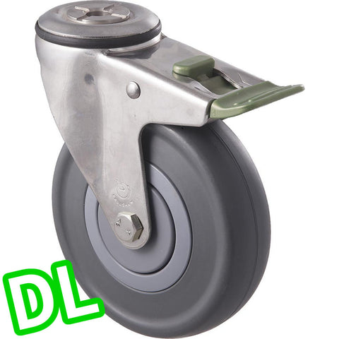 MSC125G/MSHDL <span>150 Kg Stainless Steel Bolt-Hole <strong>Direction Lock Only</strong> 125mm Grey Rubber</span>