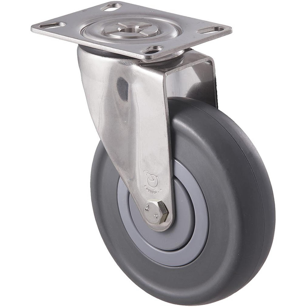 MSC125G/MSP 150 Kg Stainless Steel Swivel Plate 125mm Grey Rubber