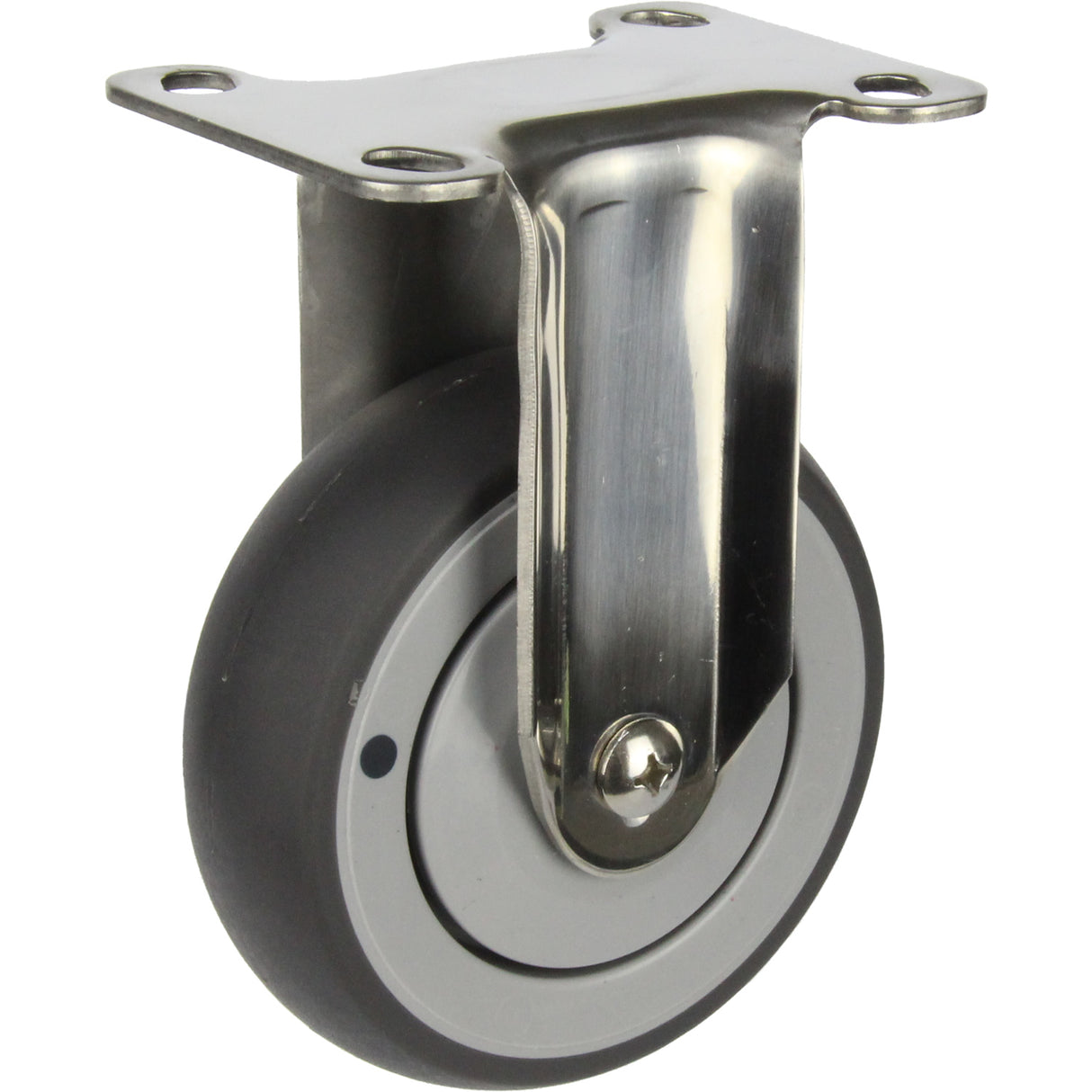 MSSGRQ100F - 100 Kg Fixed Plate Grey Rubber 100mm Stainless Steel TPE