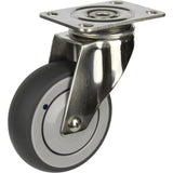 MSSGRQ100S - 100 Kg Swivel Plate Grey Rubber 100mm Stainless Steel TPE