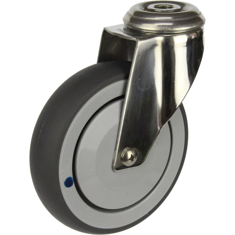 MSSGRQ125BH <span>100 Kg Bolt-Hole Grey Rubber 125mm Stainless Steel TPE</span>