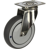 MSSGRQ125S - 100 Kg Swivel Plate Grey Rubber 125mm Stainless Steel TPE