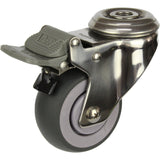 MSSGRQ75BHTB - 80 Kg Bolt-Hole Total Brake Grey Rubber 75mm Stainless Steel TPE