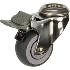 MSSGRQ75BHTB - 80 kg Bolt-Hole Total Brake Grey Rubber 75mm Stainless Steel TPE
