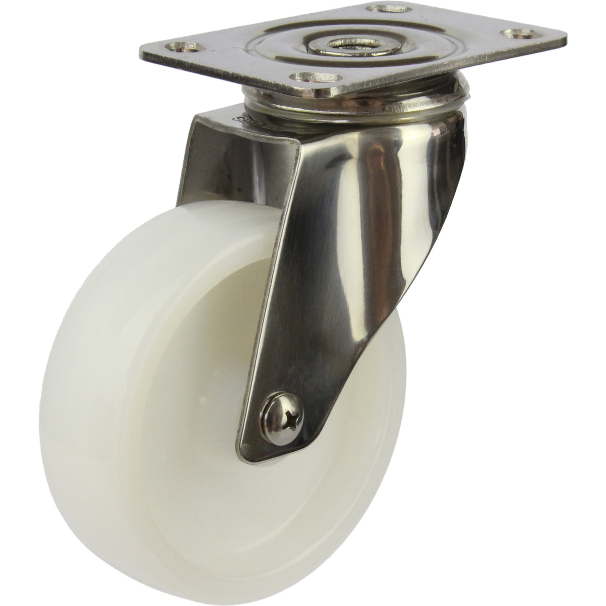 MSSWNA100S - 100 Kg Swivel Plate 100mm Stainless Steel White Nylon