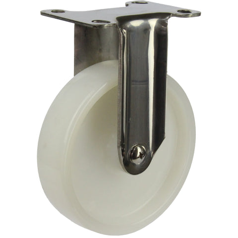 MSSWNA125F <span>100 Kg Fixed Plate 125mm Stainless Steel White Nylon</span>